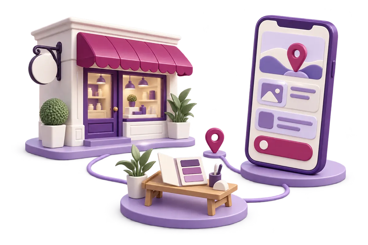 Illustration d’un commerce de proximité et de son site mobile pour un projet web à Ormesson-sur-Marne