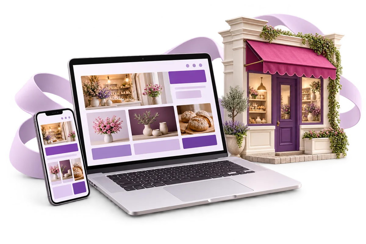 Illustration d’un site de commerce sur ordinateur et mobile pour la création web à Saint-Maur-des-Fossés