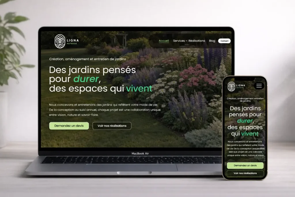 mockup site Ligna Paysage - W2S agence web Sucy-en-Brie